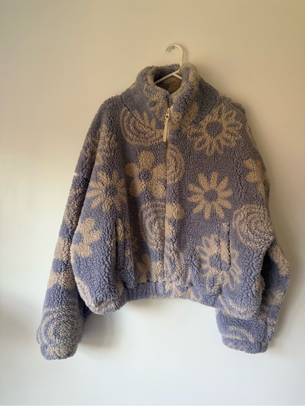 Urban Outfitters Lavender and Cream Floral Sherpa Jacket Olivia